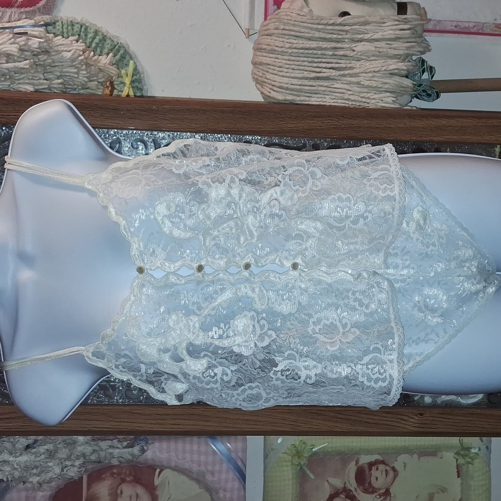 Vintage 90's,Super SEXY,Semi Transparent,White,Floral, Lace,2 Pc Lingerie Set💕